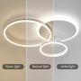 AXSHINE Modern LED New Creative Ring Design Remote Control dimmable for Dining Bedroom Ceiling lamp for Home Lighting Ceiling Light Lamps for Living Room recessed Lighting（2-Rings）