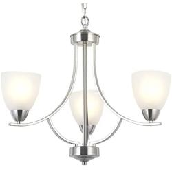 VINLUZ 3 Light Contemporary Chandeliers Brushed Nickel Modern Light Fixtures Ceiling Hanging Classic Pendant Lighting for Foyer Bedroom Dining Room Bathroom