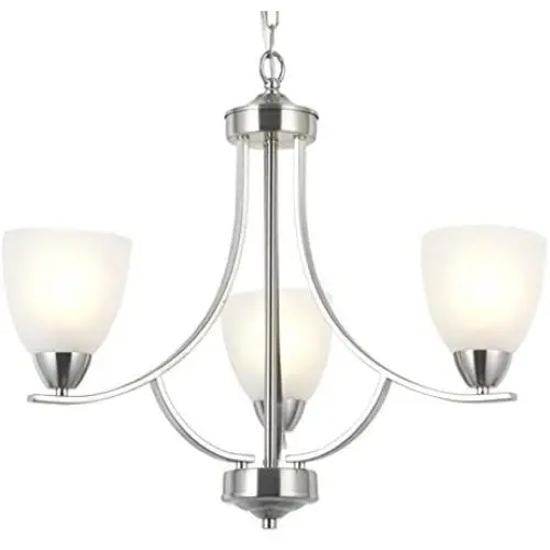 VINLUZ 3 Light Contemporary Chandeliers Brushed Nickel Modern Light Fixtures Ceiling Hanging Classic Pendant Lighting for Foyer Bedroom Dining Room Bathroom