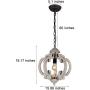 DOCHEER Vintage Distressed White Metal Wood Chandelier 1-Light Wooden Pendant Chandeliers Light Fixtures for Dining Room, Living Room, Bedroom, Kitchen Island, Foyer, Entryway, Hallway
