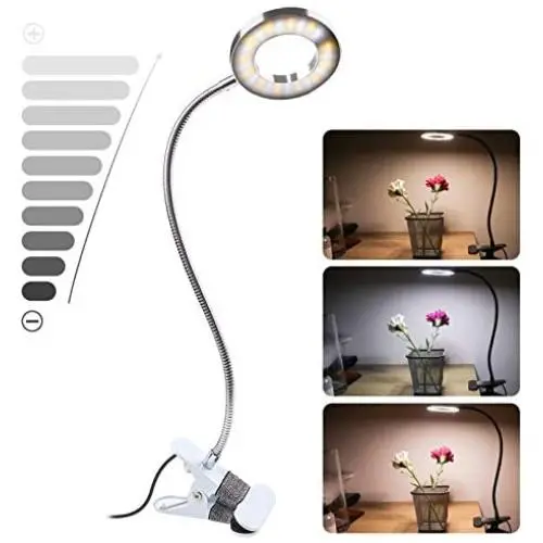 CLOOOUDS Clip On Lamp Clip On Light Reading Light LED USB Desk Lamp Book Light,3 Color Modes, 10 Brightness,Desk Lamp,Lash Lamp