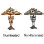 Capulina Tiffany Table Light, 3-Light Tiffany Style Table Lamp with Night Light, W16'' X H24'' Mission Style Stained Glass Table Lamp, Double Lit Tiffany Style Desk Lamp for Living Room, Bedroom