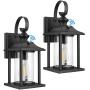 2-Pack Dusk to Dawn Sensor Outdoor Wall Lantern, Exterior Wall Mount Light Fixture with E26 Base Socket, 100% Anti-Rust Aluminum Waterproof Porch Light, Clear Glass Matte Black Wall Sconce for Doorway