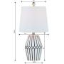 Maxax Ceramic Table Lamp Set of 2 Bedside Nightstand Lamp White Geometric Desk Lamp Drum Fabric Shade for Living Room Family Bedroom