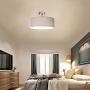Modern Ceiling Light, 18'' Classic 3-Light Drum Pendant Chandelier, Grey Drum Shade, Round Frosted Acrylic Diffuser, Lamps for Living Room