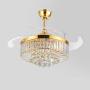 42inch Crystal Chandelier Ceiling Light LED - 4 Acrylic Automatic Retractable Crystal Fan Blade Ceiling Lamp for Living Room/Dining Room/Hall (Gold-1)