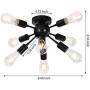 Sputnik Chandeliers Lighting, Modern Chandelier Black 8 Lights Close to Ceiling Light Fixtures for Bedroom Dining Room Kitchen Hallway Lighting