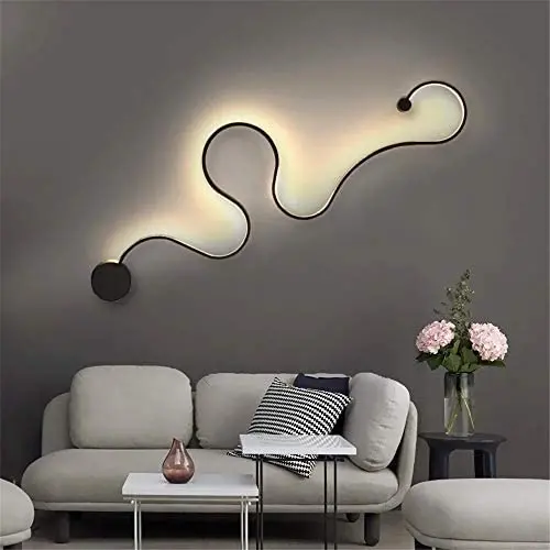 BAYCHEER Aluminum Snake Shaped Wall Lamp Creative Wall Sconce Contemporary Special Home Decoration 50.40'' Minimalist Wall Light for Living Room, Bedroom, Kitchen 24W in Black Warm Light BAYCHEER Aluminum Snake Shaped Wall Lamp Creative Wall Sconce Contemporary Special Home Decoration 50.40'' Minimalist Wall Light for Living Room, Bedroom, Kitchen 24W in Black Warm Light