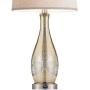 Oneach USB Table Lamps Set of 2 for Living Room 24.5'' Modern Nightstand Lamp with Fabric Shade Glass Bedside Lamp for Bedroom Kids Room Girls Room Office Glass Silver