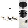 Mid Century 8-Lights Chandelier，Black Ceiling Light Fixture，Ceiling Lighting for Kitchen Dining Room Bedroom Living Room Kitchen Farmhouse