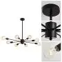 Mid Century 8-Lights Chandelier，Black Ceiling Light Fixture，Ceiling Lighting for Kitchen Dining Room Bedroom Living Room Kitchen Farmhouse