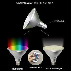PAR38 LED Flood Light Bulb 30W, RGB+Warm White Color Changing Spotlight Bulb with Remote Control, Waterproof Light for Courtyard Lawn Home Living Room Party Decoration,Indoor/Outdoor