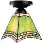 KWOKING Lighting Tiffany Ceiling Lights Stained Glass Hanging Lamp with Green Cone Shade Semi Flush Mount Ceiling Light for Living Room, Hallway, Kitchen 4 Sides