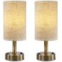 USB Bedside Lamp (Set of 2) DEEPLITE Table Lamp with 5V/2A USB Charging Port, Nightstand Lamp for Bedroom, Living Room, Bronze Metal Base