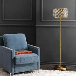 JONATHAN Y JYL9000A Elizabeth 60'' Crystal/Metal LED Floor Lamp, Contemporary, Transitional for Bedroom, Living Room, Brass Gold