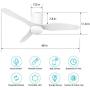 48 Inch Smart Ceiling Fans with LED Light and Remote Control Work with Alexa and Google Assistant for Living Room and Bedroom, Dimmable and Color Temperature Changeable, 6-Speed and ABS Blades, White