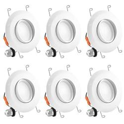 Luxrite 5/6 Inch Gimbal LED Recessed Light, 15W, 5000K Bright White, Dimmable LED Downlight, 1060 Lumens, Energy Star & ETL Listed, CRI 90, Damp Location - Adjustable Recessed Lighting (6 Pack)