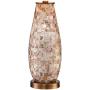 Kylie Cottage Table Lamp Mother of Pearl Tile Vase Beige Drum Shade for Living Room Family Bedroom Bedside Nightstand - Regency Hill