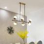 Modo Lighting 6 Lights Mid Century Chandelier Industrial Pendant Light Molecule Magic Bean Glass Globe Ceiling Pendant Light Fixture Metal Linear Chandelier for Living Dining Room Kitchen Island