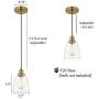 WOXXX Brass Pendant Lighting for Kitchen Island Bedroom Industrial Farmhouse Pendant Light with Clear Glass Shade Ceiling Light Fixture Hanging Lamp One-Light Adjustable Mini Pendant Light Fixture