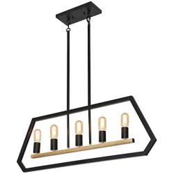 XIPUDA Modern Pendant Light Fixture Farmhouse Kitchen Island Lighting Oil Black and Tinting Rustic Dinning Room Ceiling Chandelier (5-Light)