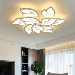 LED Ceiling Light Dimmable with Remote Control Light Color/Brightness Adjustable Acrylic Shade White Lacquered Metal Frame Flower Shape Ceiling lamp Bedroom Dining Room Living Room Lamp (C)