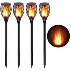 CINOTON Outdoor Solar Lights Upgraded, Waterproof Solar Torch Light with Flickering Flames Outdoor Landscape Decoration Lighting Dusk to Dawn Solar Tiki Light for Patio Driveway (4 Packs)