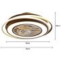 HarBin-Star 23Inch Ceiling Fan with Lights, Modern Double Circle Invisible LED Fan Chandelier Semi Flush Mount Tricolor Dimming with Remote Control