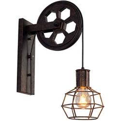 JKLcom 1 Light Wall Sconce Industrial Retro Iron Wall Lamp Creative Personality Lift Pulley Wall Lamp Lights Fixture for Home Restaurant Bar Dining Room Kitchen,Rust Finished(Bulb Not Included)