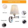 Bedside Wall Mount Light with Dimmable Switch and USB Port, Swing Arm Fabric Shade Wall Sconce Light with Plug in Cord, Wall Lamp Perfect for Bedroom, Living Room and Hotel