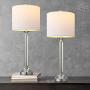 OYEARS Crystal Table Lamp Set of 2 for Living Room Bedroom 27.75“ Modern Buffet Table Lamps for Dining Room with Fabric Drum Shade White
