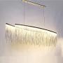 Moooni Post-Modern Rectangle Aluminum Tassel Linear Chandelier Rectangular Pendant Light Fixture for Dining Room Kitchen Island Over Table L47''