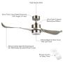 CO-Z 52-Inch Ceiling Fan Brushed Nickel Finish with 2 Silver ABS Blades and White Glass 15W LED Light Kit (Brushed Nickel)