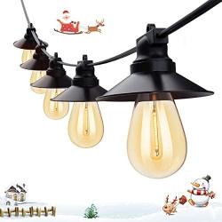 LED Outdoor String Lights 48FT Cafe Lights, Plastic Vintage Edison Bulbs,15 Sockets and Loops, Shatterproof and Waterproof, ETL&Commercial Grade, for Garden Backyard Christmas Party