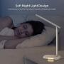 LITOM LED Desk Lamp, Eye-Caring Office Table Lamps with Night Light, 10 Brightness, 5 Color Temperature, USB Charging Port, 1H Timer, Touch Control, Memory Function for Reading, Work, Study (White)