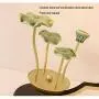 Bedside Table Lamp Chinese Style Table Lamp Living Room Bedroom Bedside Lamp Pink Lotus Flower Lamp Ceramic Lotus Leaf Combination Base Buddha Lotus Light Side Table Lamp