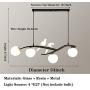Kankanray 4-Lights Nordic Creative Chandelier Modern Resin Bird Glass Ceiling Lamp Flush Mount Lighting Fixture for Bar Dining Room Living Room Bedroom (Black)