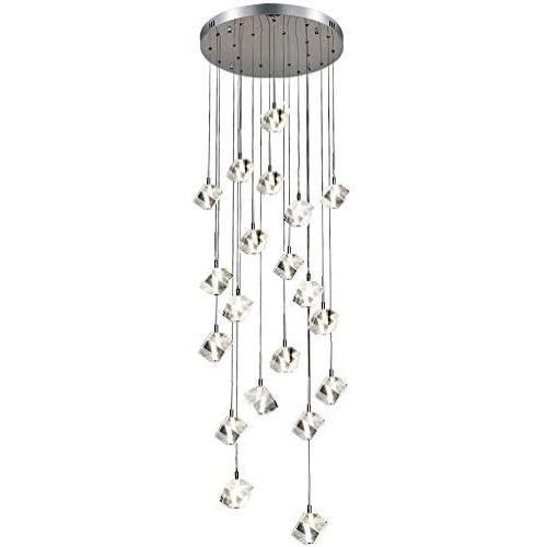 Crystal Chandeliers Raindrop Pendant Light 20 Lights LED Modern Hanging Ceiling Light Fixture for Staircase Dining Room Bedroom Living Room