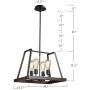 Bestier Painted Distressed Wood Color Matte Black Metal Finish Farmhouse Kitchen Island Pendant Chandelier Lighting LED Ceiling Light Fixture Dining Room Livingroom Height 13 inch Length 18 inch