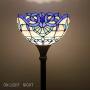 Tiffany Floor Lamp Torchiere Up Lighting W12H66 Inch White Blue Stained Glass Baroque Lampshade Antique Standing Iron Base 1E26 Foot Switch S003B WERFACTORY Lamps Living Room Home Office Decoration
