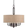 Tremont Rust Cage Pendant Chandelier 20'' Wide Industrial Rustic Tan Burlap Drum Shade 3-Light Fixture for Dining Room House Foyer Kitchen Island Entryway Bedroom Living Room - Franklin Iron Works