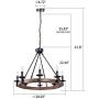 Wellmet 8 Lights Farmhouse Iron Chandeliers for Dining Rooms 28 Inch, Wagon Wheel Chandelier Candle Style, Rustic Hanging Ceiling Light Fixture Bedroom Living Room Foyer Hallway, Faux Wood Finish