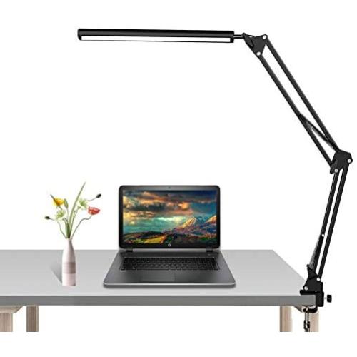 LED Desk Lamp, Swing Arm Desk Light with Clamp, 10W Eye-Caring Table Lamp, Desk Lamps for Home,Office,Work,Study,Reading,Drawing, 3 Lighting Modes & 9 Adjustable Brightness Levels