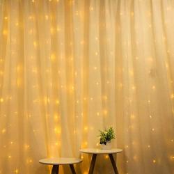 LED Curtain Lights, Window Curtain Lights for Wedding Party, Decorative Light Curtain, 342 Warm White Lights, for Indoor Outdoor, 9.8ft x 9.8ft, Vertical Lights String, for Bedroom, Wall, Backdrop