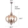 HMVPL Wooden Farmhouse Pendant Lighting Fixtures 6-Lights, Industrial Swag Chandeliers Hanging Ceiling Lamp for Kitchen Island Dining Room Bedroom Foyer Hallway Front Door