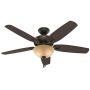 HUNTER 53091 Builder Deluxe Indoor Ceiling Fan with LED Light and Pull Chain Control, 52'', New Bronze