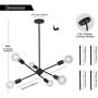 BONLICHT Sputnik Chandelier Lighting 6 Lights Black Chandelier Mid Century Pendant Light Vintage Industrial Kitchen Dining Room Ceiling Lighting Fixture for Bedroom Hallway Foyer Island Farmhouse
