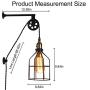 Modern Industrial Rustic Cage Wall Lamp Lift Pipe Pulley Lights Fixture - Retro Pendant Lamp Adjustable Hanging with Plug in Cord - Wall Sconce for Indoor Living Room Restaurant (with no Bulb,Black)