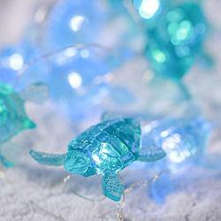 MIYA LIFE Sea Turtle String Lights 6.5 ft 20 LEDs Copper Wire with The Remote &Timer Beach Theme Party Decoration Mediterranean Style Garden Patio Bedroom Baby Shower Camping Decoration