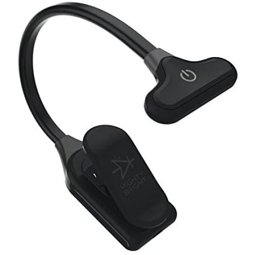 The Original Mighty Bright NuFlex Clip On Book Light Reading Light, Warm Eye Care LEDs, Super Flexible, Durable, Dimmable, Perfect for Kids, Bookworms, Read in Bed, Use Batteries or Micro USB (Black)